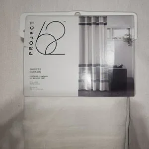Project 62 Shower Curtain 100% Cotton 72 X72 Gray Plaid