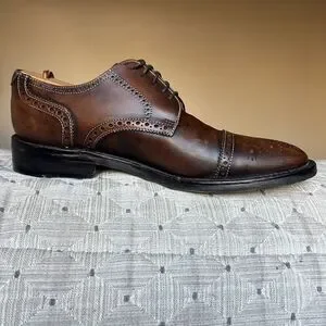 Pronto Uomo Firenze Brown Leather Cap Toe Oxford Lace Up Dress Shoe Men’s 8.5