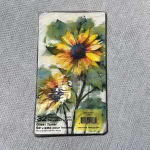Punch Studio 32 Guest Paper Towel White Green Yellow Blue Washy Sunflower
