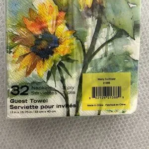 Punch Studio 32 Guest Paper Towel White Green Yellow Blue Washy Sunflower