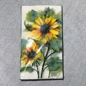 Punch Studio 32 Guest Paper Towel White Green Yellow Blue Washy Sunflower