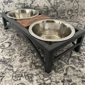 Puppy Bowls And Stand Slow Feeder And Collar Bundle