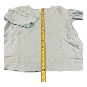 PureJill J.Jill 100 % Linen Light Blue Pullover Tunic Top Sz Medium With Packet