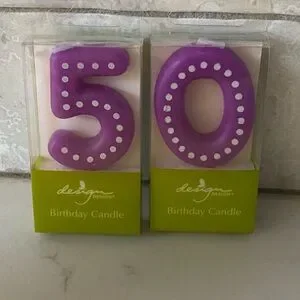 Purple Birthday Candle Set 50th 5 0