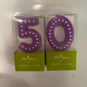 Purple Birthday Candle Set 50th 5 0