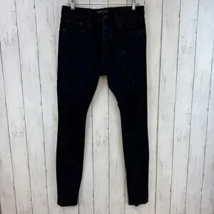 Purple Brand P001 Black Oil Spill Skinny Button Fly Distressed Jeans Size 30