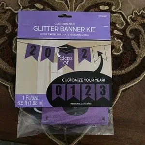 Purple Graduation Glitter Banner