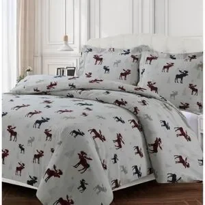 Queen 3pc Moose Print Duvet Cover