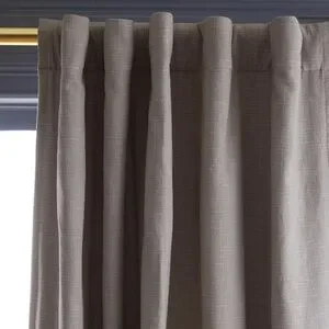 Quince 48x108 Set Of 2 Cotton Slub Room Darkening Curtains Grey New