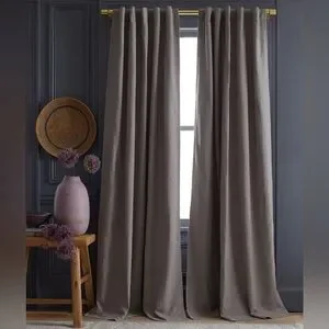 Quince 48x108 Set of 2 Cotton Slub Room Darkening Curtains Grey New