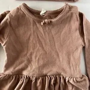 Quincy Mae Organic Pointelle Skirted Bodysuit & Hat