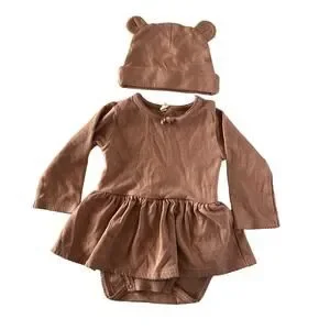 Quincy Mae Organic Pointelle Skirted Bodysuit & Hat