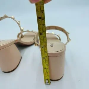 Qupid Nude Single Stud Double Strap Boxy Heels
