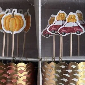Rae Dunn 12 Piece Fall “Happy Harvest & Thankful” Cupcake Liners & Picks NIB