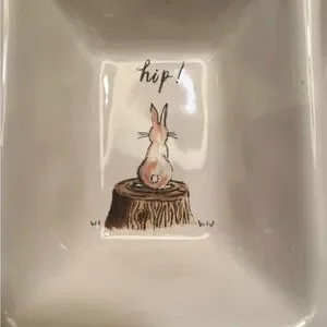 Rae Dunn Artisan Collection By Magenta HIP HOP Rabbit Divided Candy Dish/Bowl