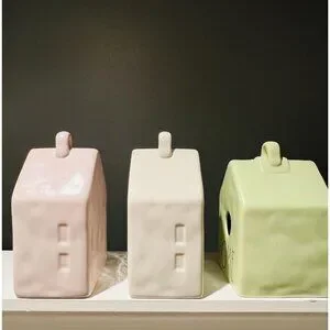 Rae Dunn Artisan Collection “HOME” Birdhouse Set Of 3 – Pink White & Green
