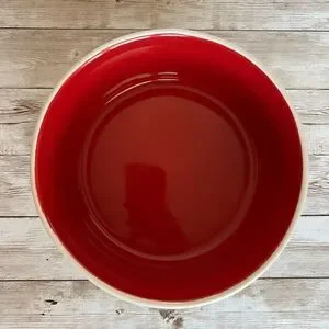 Rae Dunn By Magenta Off-White Red Interior Enjoy Ceramic Pet Dish Bowl One Size
