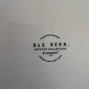 Rae Dunn By Magenta Off-White Red Interior Enjoy Ceramic Pet Dish Bowl One Size