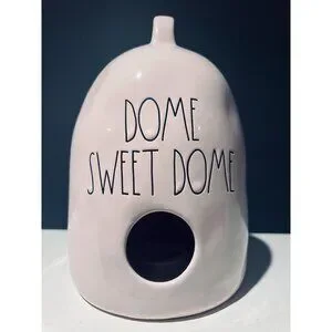Rae Dunn “Dome Sweet Dome” Birdhouse – Blush Pink Ceramic Farmhouse Collectible