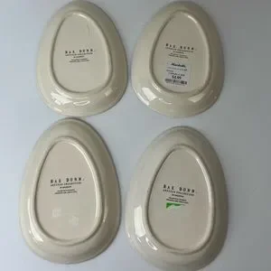 Rae Dunn Easter Rabbit Hop Egg Shaped Plates Set Of 4