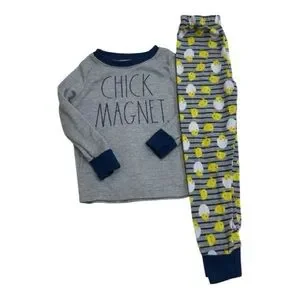 Rae Dunn Gray and Navy Chick Magnet Pajama Set