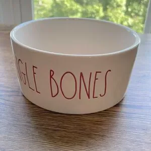 Rae Dunn JINGLE BONES Dog Bowl. Christmas