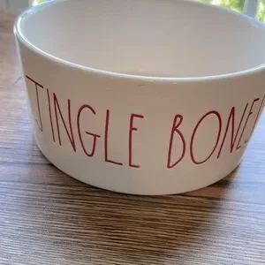 Rae Dunn JINGLE BONES Dog Bowl. Christmas
