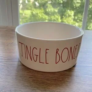 Rae Dunn JINGLE BONES Dog Bowl. Christmas
