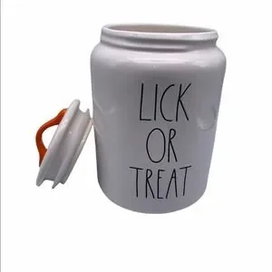 Rae Dunn LICK OR TREAT Dog Treat Canister