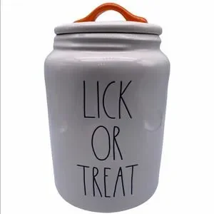 Rae Dunn LICK OR TREAT Dog Treat Canister