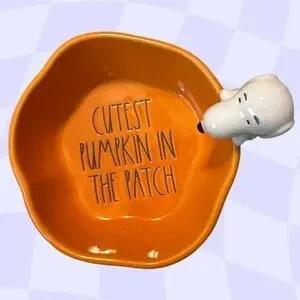 Rae Dunn New Peanuts Dog Bowl Water Food Snoopy Dishwasher Safe Microwave Orange