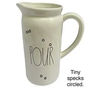 Rae Dunn POUR Pitcher Creamy White Black Large Letters Dimples NWT 2017 OG