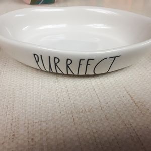 Rae Dunn Purrfect Cat Dog White Food Bowl