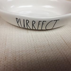 Rae Dunn Purrfect Cat Dog White Food Bowl