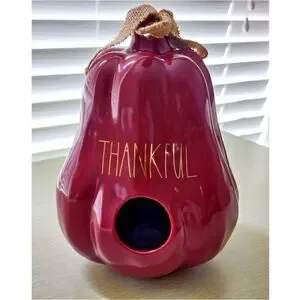 RAE DUNN "THANKFUL" CERAMIC BIRD HOUSE NEW IN BOX