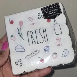 Rae Dunn Welcome Party Plates And Napkins - Pink White And Black