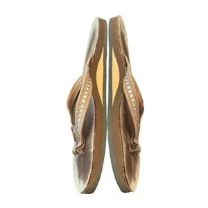 Rainbow Single Layer Leather 1/2" Narrow Strap With Swarovski Crystals Sandals