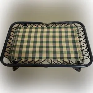 Raised Foldable PET DOG BED Breathable Cool GREEN BEIGE PLAID CHECK ANIMAL CAT