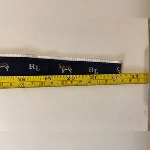 Ralph Lauren Boy’s Blue And White Dog Ribbon Belt Size 3M