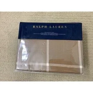 Ralph Lauren Camel Brown FULL/QUEEN Equestrian Windowpane Duvet Cover New