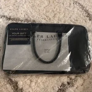 RALPH LAUREN Polo Dark Navy Blue Duffle Faux Leather Weekend Shoulder Bag NEW