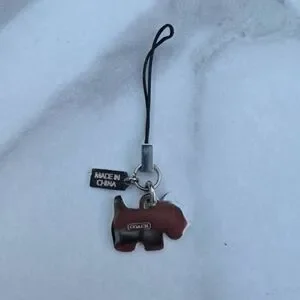Rare AF Coach Scottie Dog White And Pink Metal Cell Phone Charm