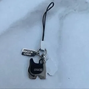 Rare AF Coach Scottie Dog White And Pink Metal Cell Phone Charm