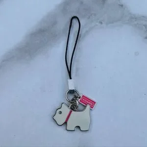 Rare AF Coach Scottie Dog White and Pink Metal Cell Phone Charm