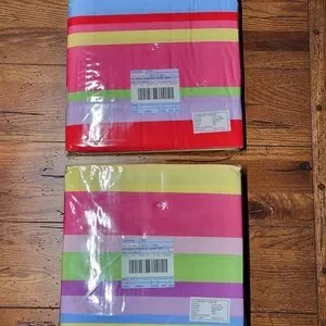RARE Company Kids Carnival Stripe 2 PC Twin Sheet Set Flat + Fitted 100% Cotton