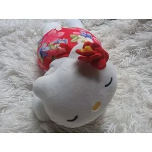 Rare Cute Hello Kitty Plush Pillow Hawaii Sleeping Laying Down 13"