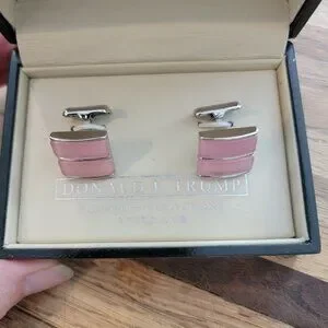 RARE Donald Trump Signature Collection Pink Cat's Eye Glass Cufflinks