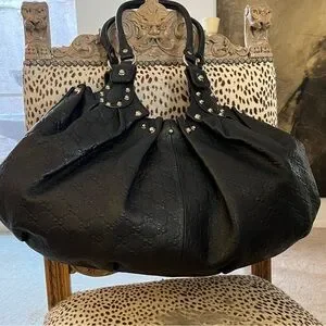 Rare LtdEd Gucci Guccissima Studded Leather Pelham Shoulder Bag EUC Circa1990