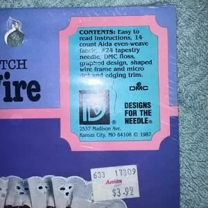 RARE Vintage 1987 Designs For The Needle Trim N Wire Cross Stitch Kit
