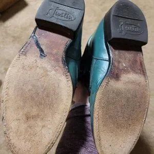 Rare Vintage Justin Roper Kiltie Teal Green Leather Boots Women's Size 4.5B